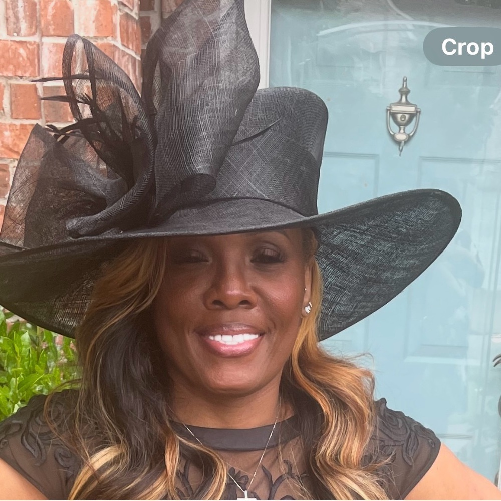 Elegant Black Sinamay Wide-Brim Hat
